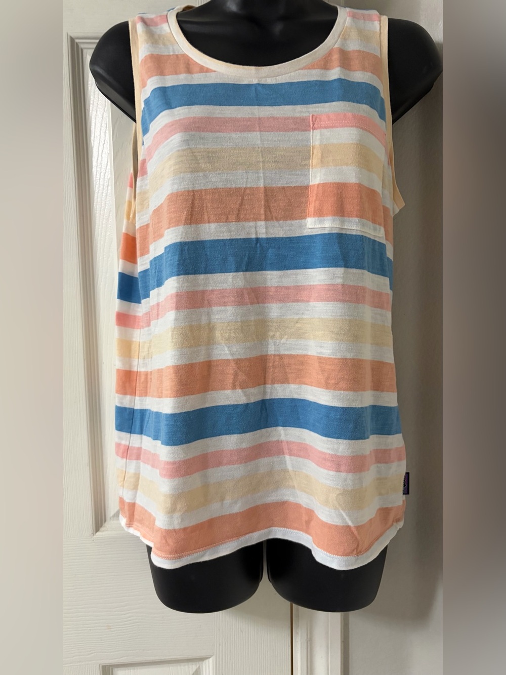 PATAGONIA Women's Mainstay Tank Top Striped Pocket, Size Medium